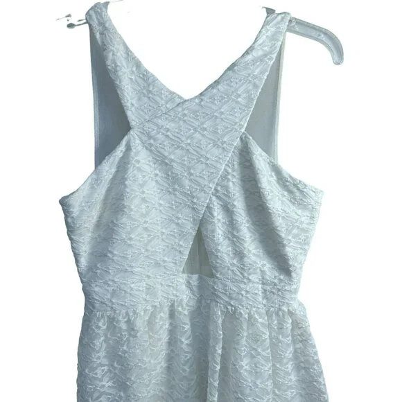 Hailey Logan White Lace Front Illusion Cross-Over Dress By Adrianna Papell Sz 6 - Picture 2 of 7